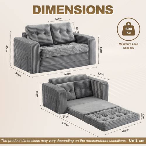 up sofa in single or double seat corduroy multi bed ideal for compact apartments and student dorms no