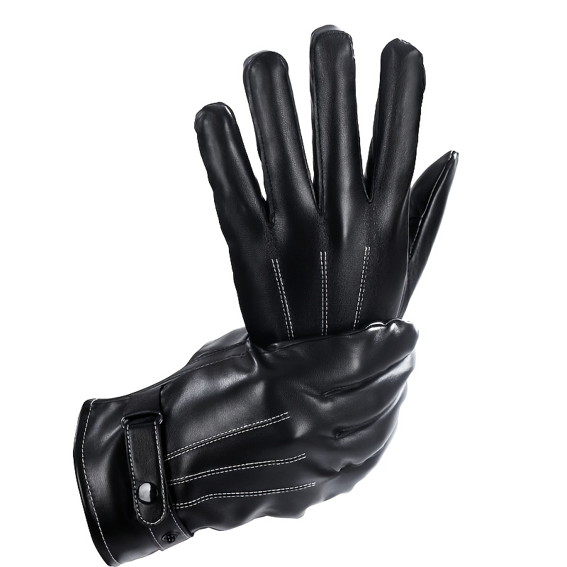 TEMU Men's Winter Driving Black Gloves - Warm And Multifunctional - Touchscreen Display - Suitable For Cycling, Driving And Outdoor Activities