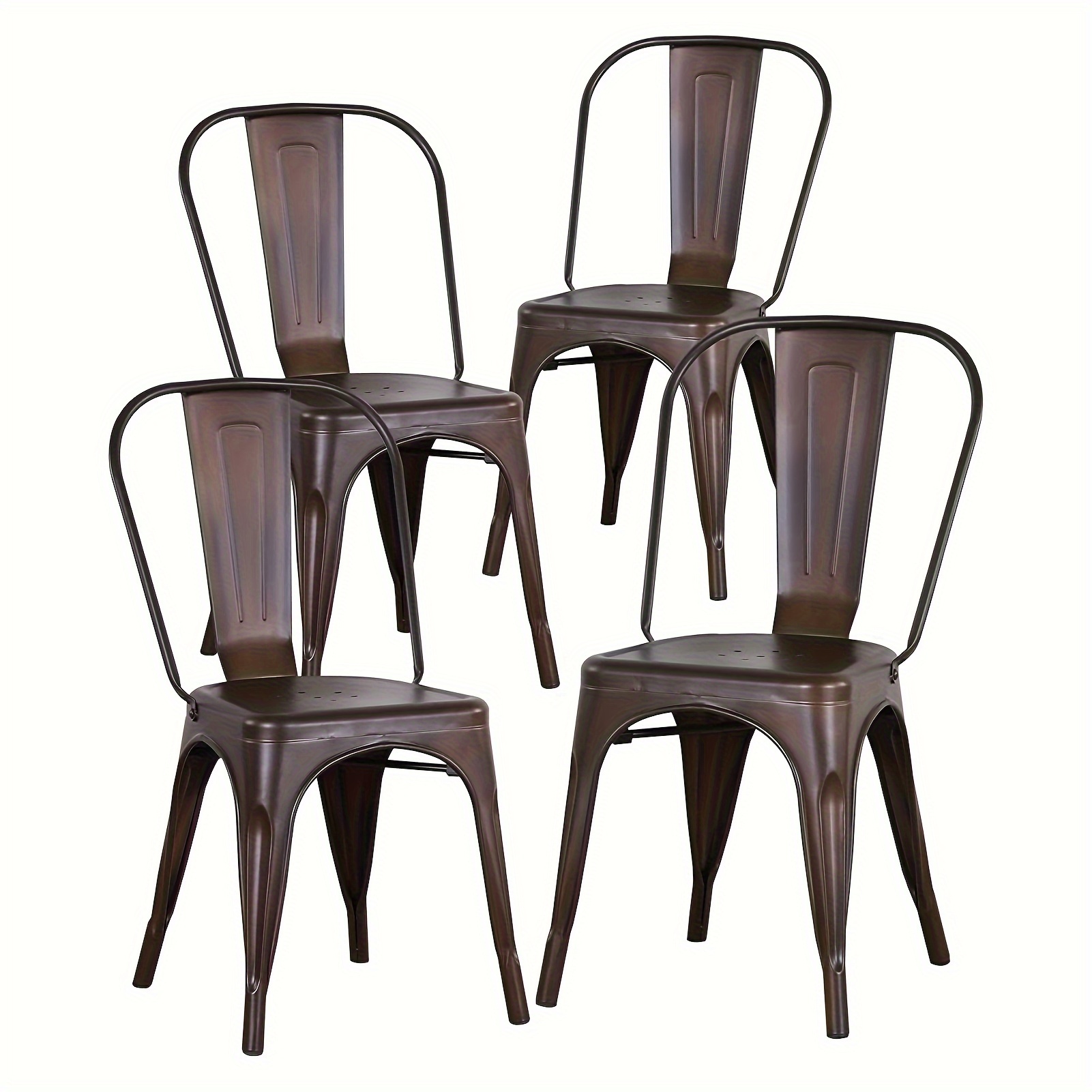 Image of Industrial Bistro Chairs 4pcs Set, 44cm Seat Height, Metal Dining Chairs With Backrest, Heavy-duty Kitchen & Cafe Stools, Easy To Clean Modern Vintage Design For Dining Room, Home Bar(retro)