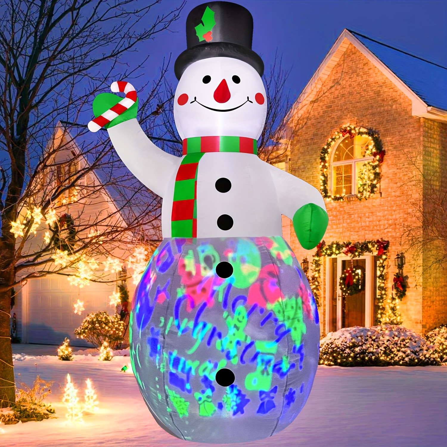 

12ft/3.6m Christmas Inflatables Snowman Colored Projector Led & Christmas Inflatables Decoration Decorations Decor