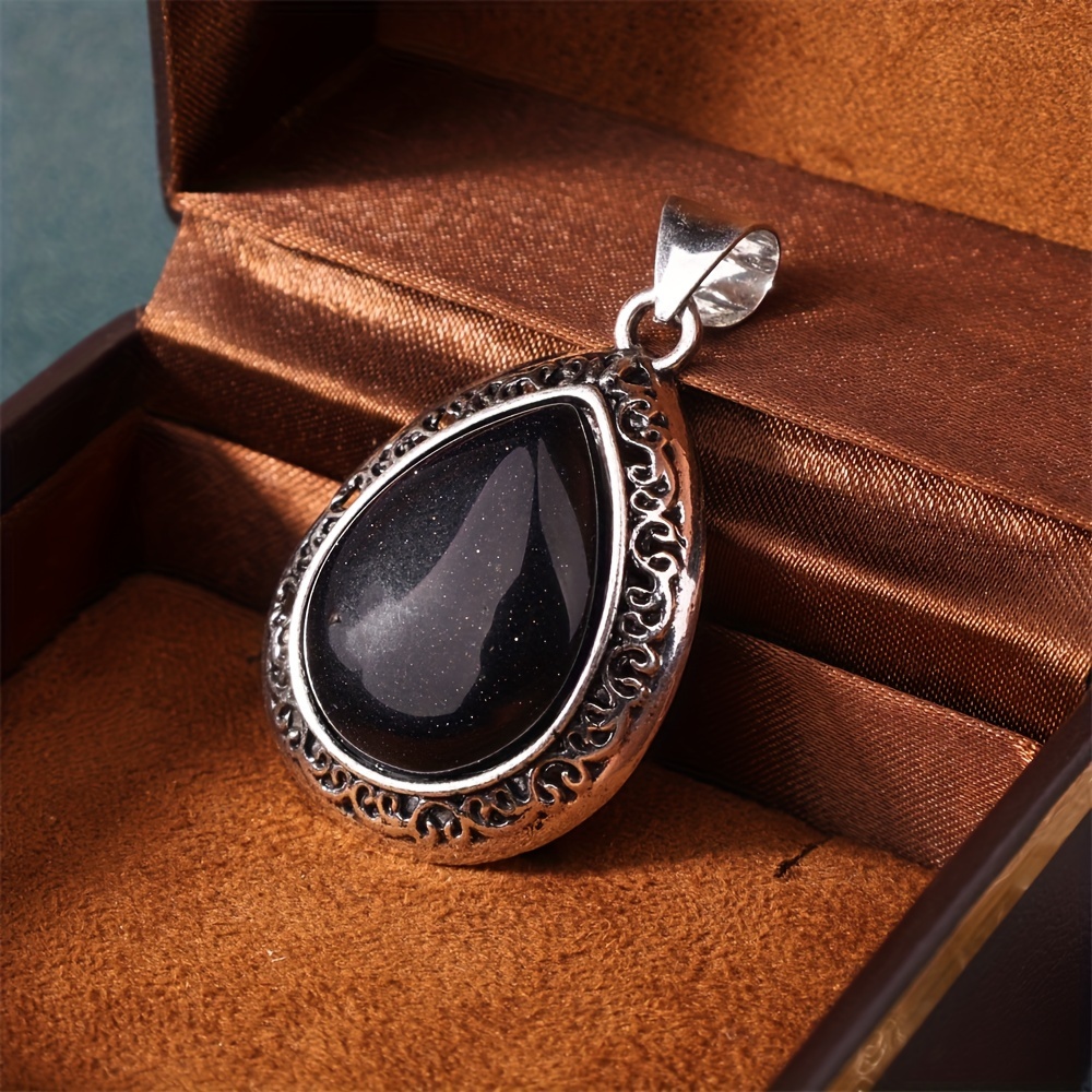 Teardrop Natural Stone Pendant Necklace, Rose Quartz & Tiger's Eye