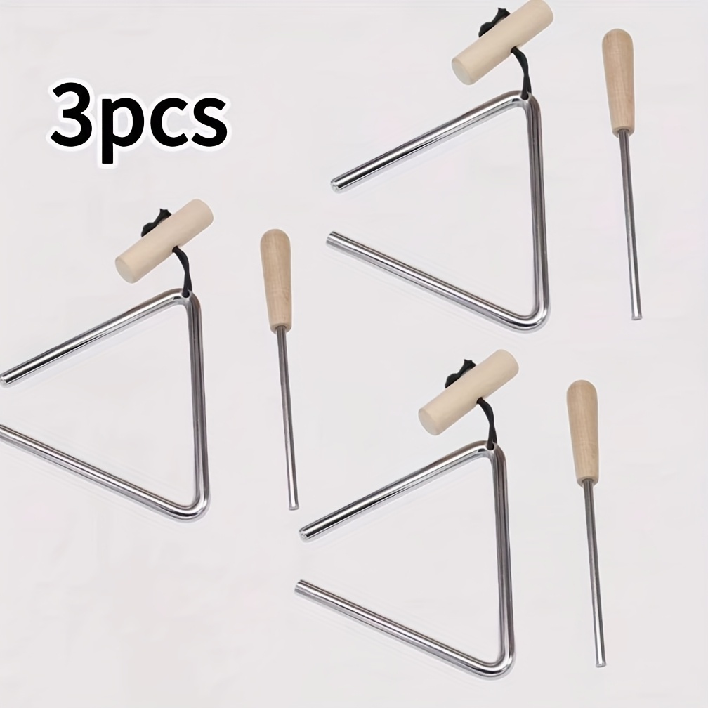 TEMU Neues 3-teiliges professionelles Dreieck-Instrumenten-Set, lustige Percussion-Instrumente mit Schlägeln | Handheld-Design, geeignet für