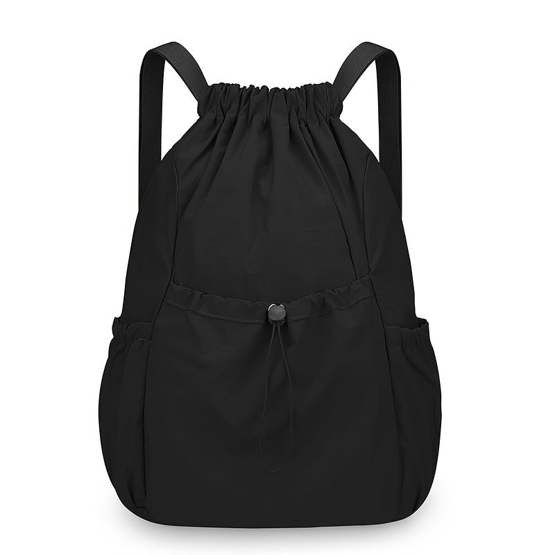 TEMU Solid Color Simple Lightweight Drawstring Women's Backpack Sports Hiking Bag Niche Travel College Student Schoolbag