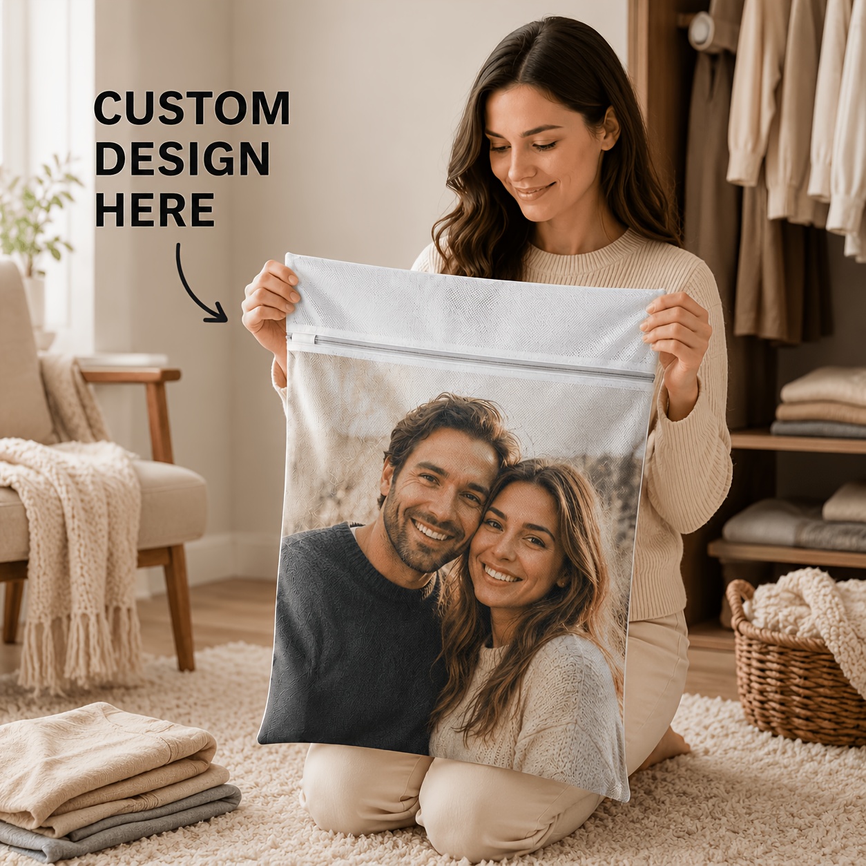 TEMU Custom Laundry Bag, Designed With Name, Picture, Text, Logo, Or Artwork For Clothes, Bathroom Items, Travel Laundry, And Dorm Use, Great For