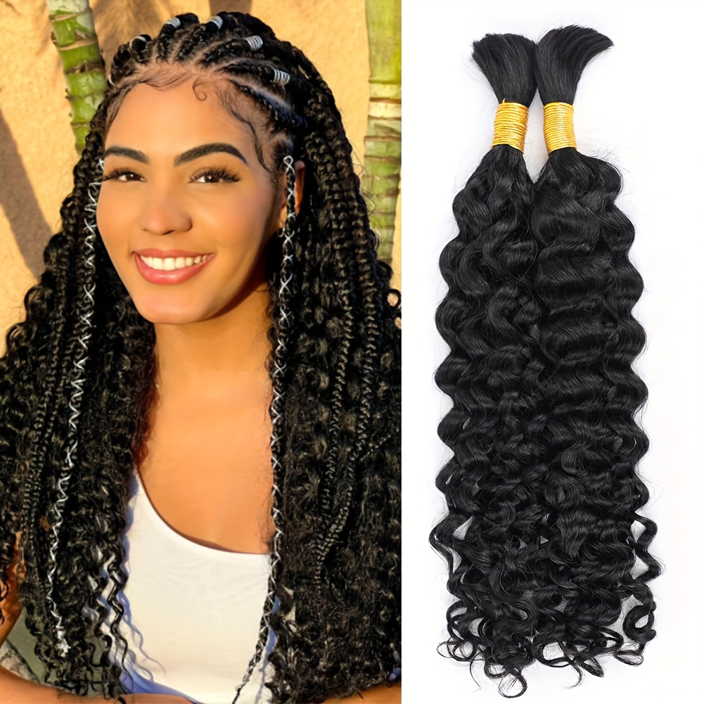  Human Braiding Hair for Boho Knotless Braids Bulk Curly  Bundles Human Hair for Micro Braiding Wet and Wavy Water Wave No Weft Human  Hair Extension for Box Boho Braids 100g