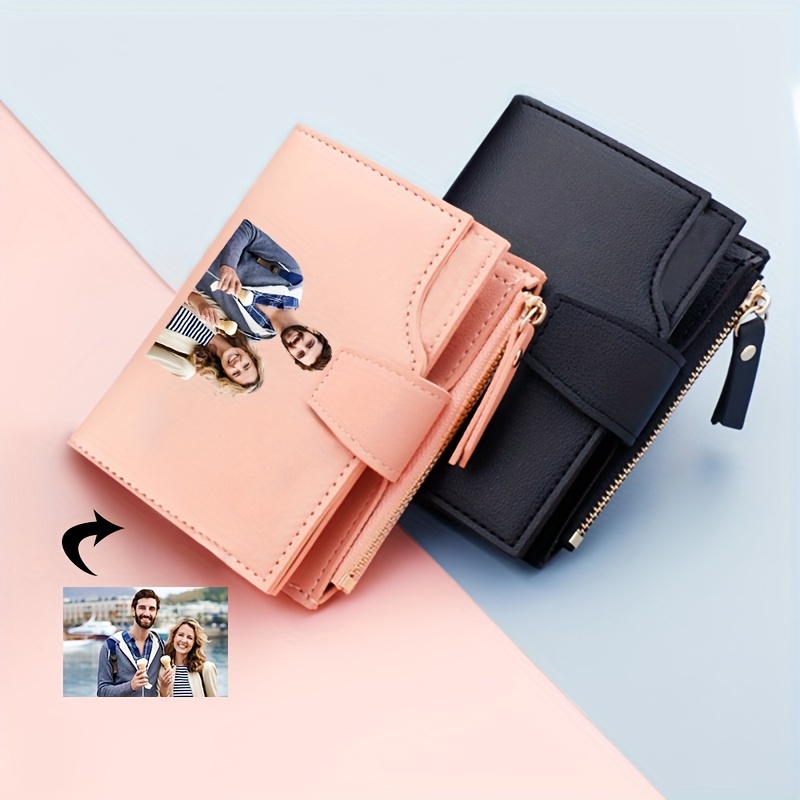 

2024 Chic Customizable Women' - Compact, With Snap Closure, Multi-functional Card Slots & Photo Holder, Compact Wallet | Customizable Wallet | Wallet