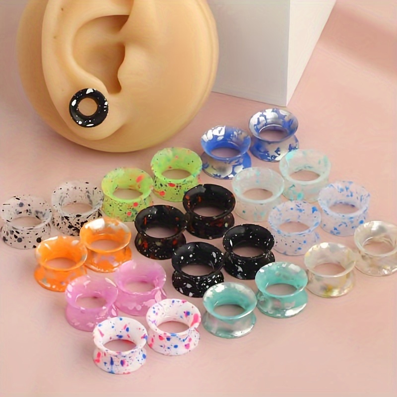 Image of 24pcs Silicone Ear Gauges Flexible Ear Tunnels Plugs Stretchers Expander Double Flared Flesh Ear Piercing Jewelry For Women Men