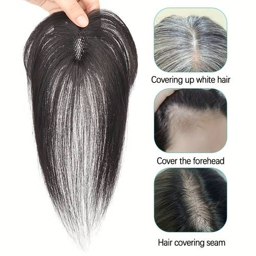 dames echt mensenhaar pruik topper & haarstuk geschikt voor grijs haar bedekking, volumineuze steile haar extensions met kant basis, haardichtheid voor kaalheid, dunner wordend haar, hoofdhuid bedekking, haaruitval