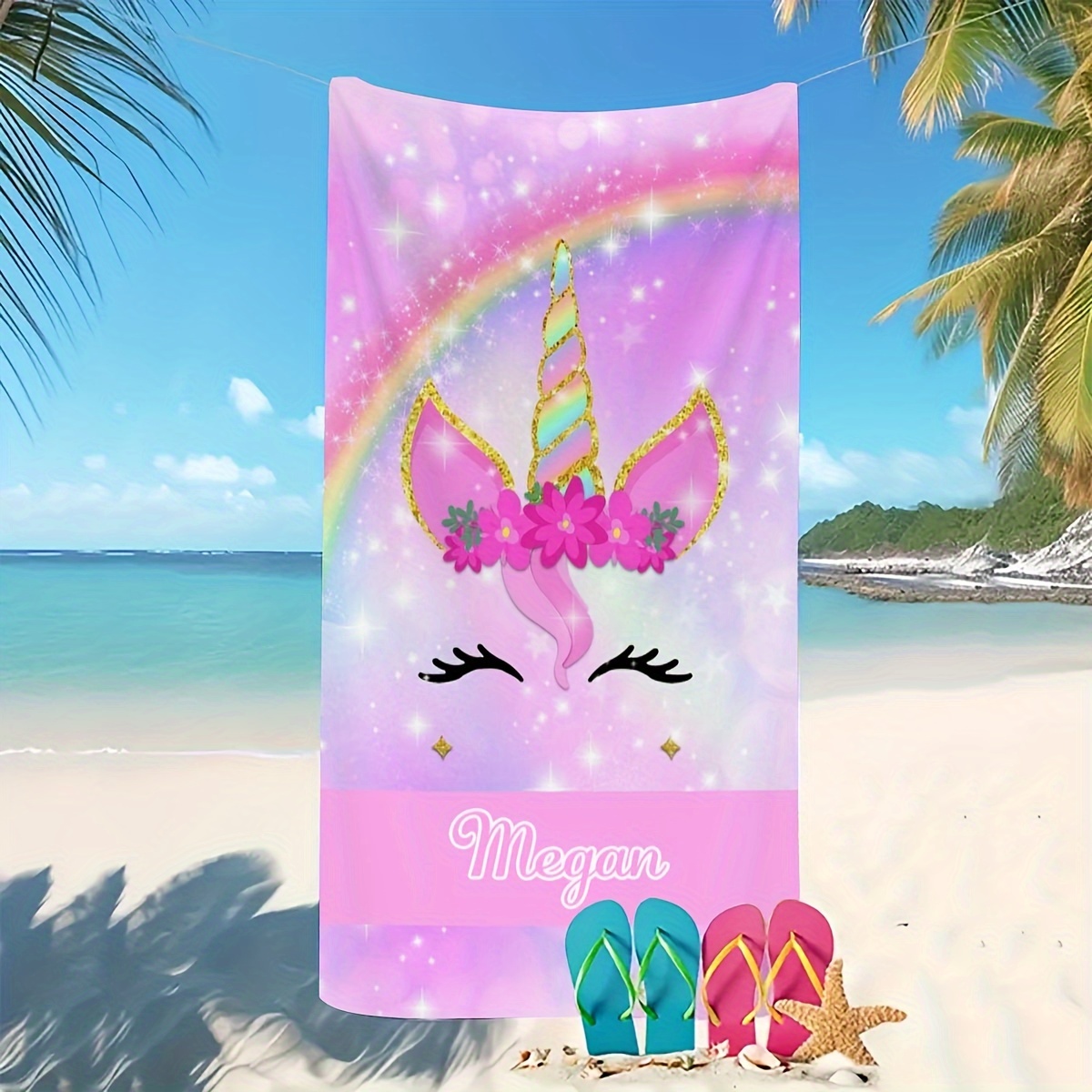 TEMU 1pc Personalized Beach Towel, Soft Absorbent Swimming Towel, Customized Comfortable Beach Towel, Gift For , Beach