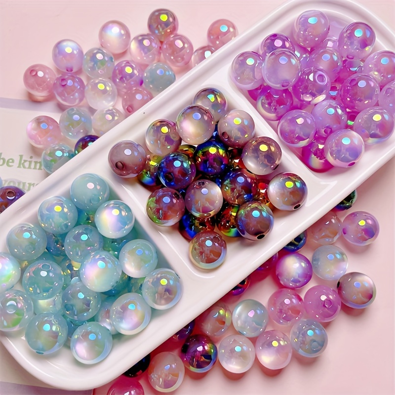 

40pcs 16mm Mixed Color Acrylic Color Jelly Imitation Cat Eye Straight Hole Round Beads Beads, Diy Handmade Bracelet Necklace Key Chain Decorative Beads Accessories