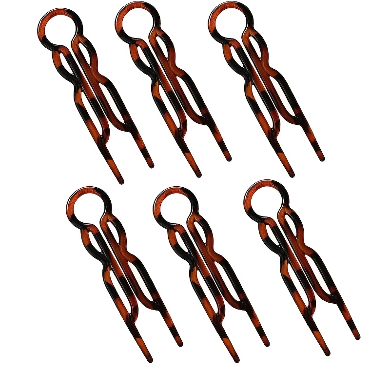 TEMU 6pcs Set Vintage Minimalist Matte Hair Clips - Hollow Hairpin Set For Women's Curly/straight/wavy Hair, Non-slip Oval (or Rectangle) Clips For