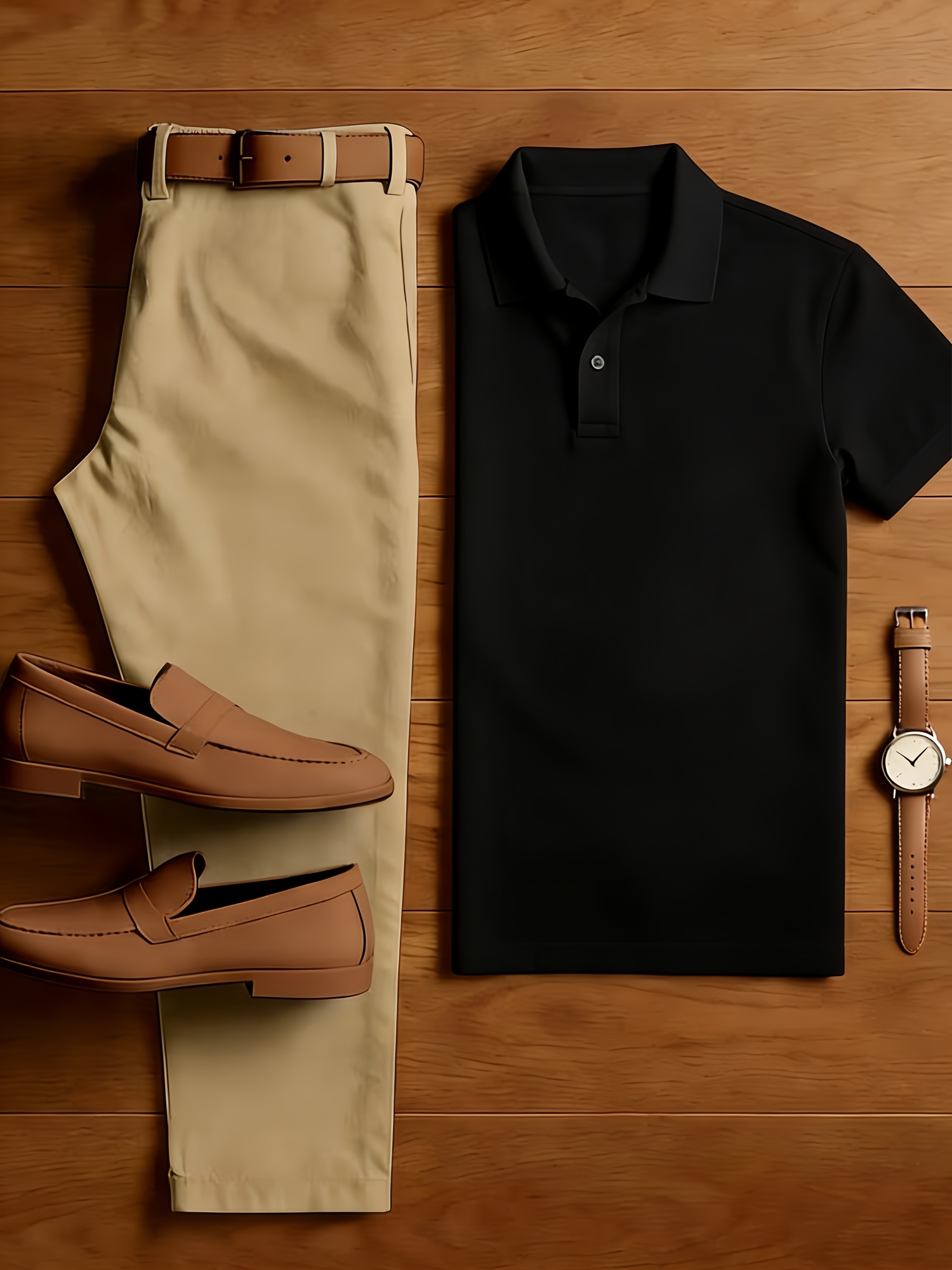 Men'S 2pcs Business Casual Outfit, Solid Color Polo Shirt + Slim Fit Suit Pants Set, Breathable Classic Fashion Set, Essential Spring & Summer Outfit for Office & Daily Wear