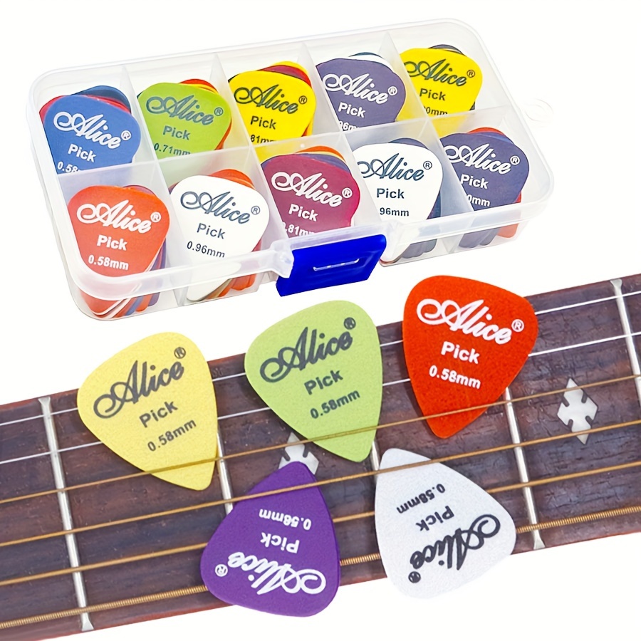 

30-pack Guitar Picks Set With Case - Assorted Thicknesses (0.58, 0.71, 0.81, , 1.20, 1.50mm) For Acoustic, Electric, Bass Guitars & Ukulele - Color Plastic Plectrums