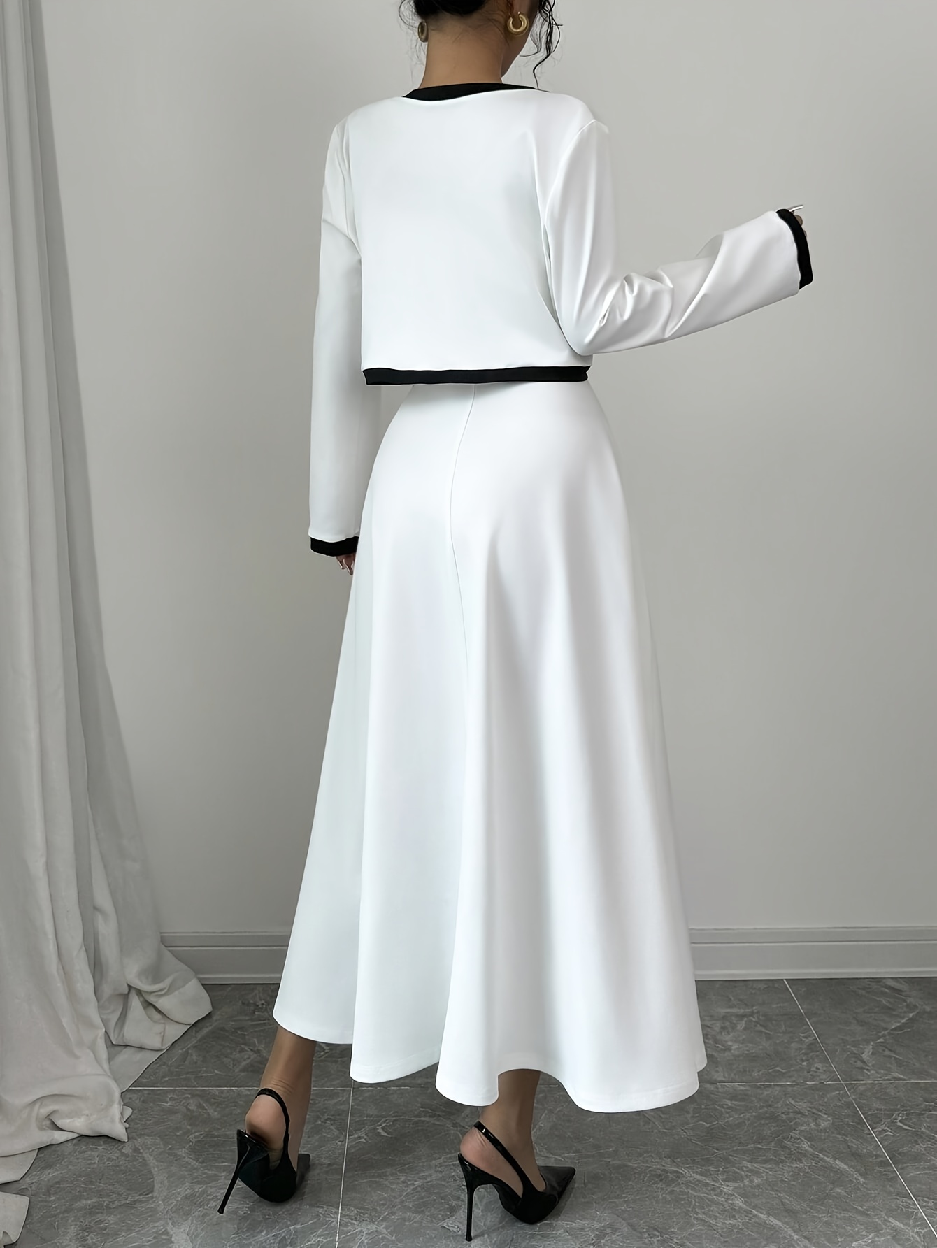 knee length dresses for ladies Elegant White Midi-length Prom Dress,White Party Dress Y4667 –  Simplepromdress main image 0