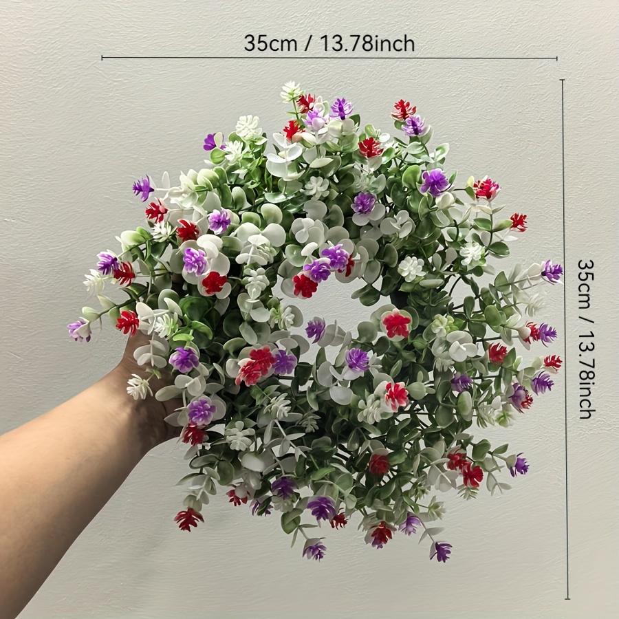 Image of 1pc, Christmas Eucalyptus Artificial Simulation Wreath 13.78in Purple Wreath Scene Decoration Room Decoration Home Decoration Garden Decoration Holiday Decoration Additions