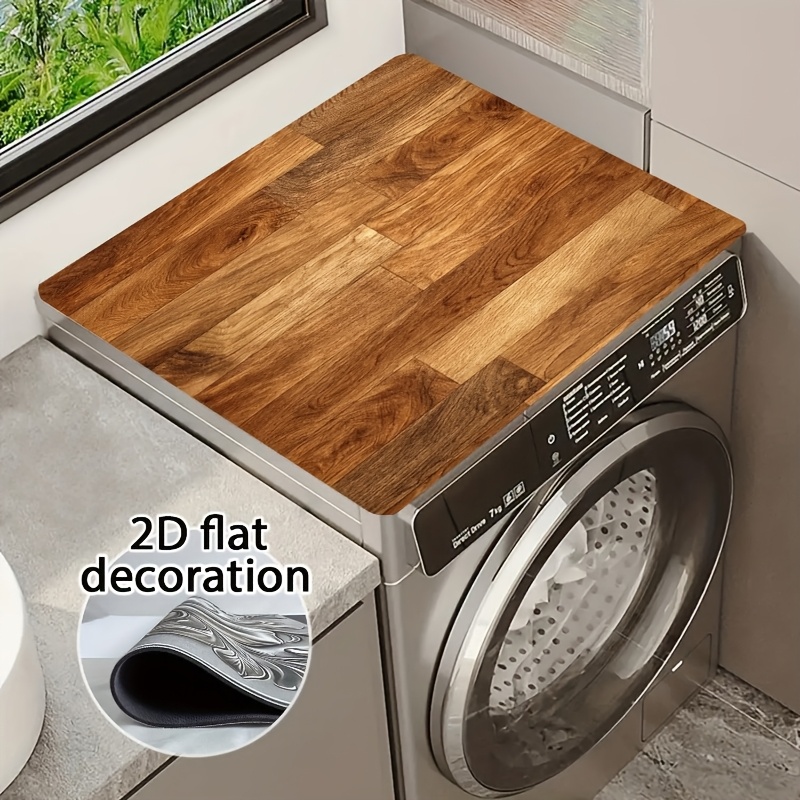 TEMU 1pc Faux Wood Grain Non-slip Washer And Dryer Top Cover Protector Mat - Scratch-resistant Base, Compatible With Refrigerators, Dryers, And