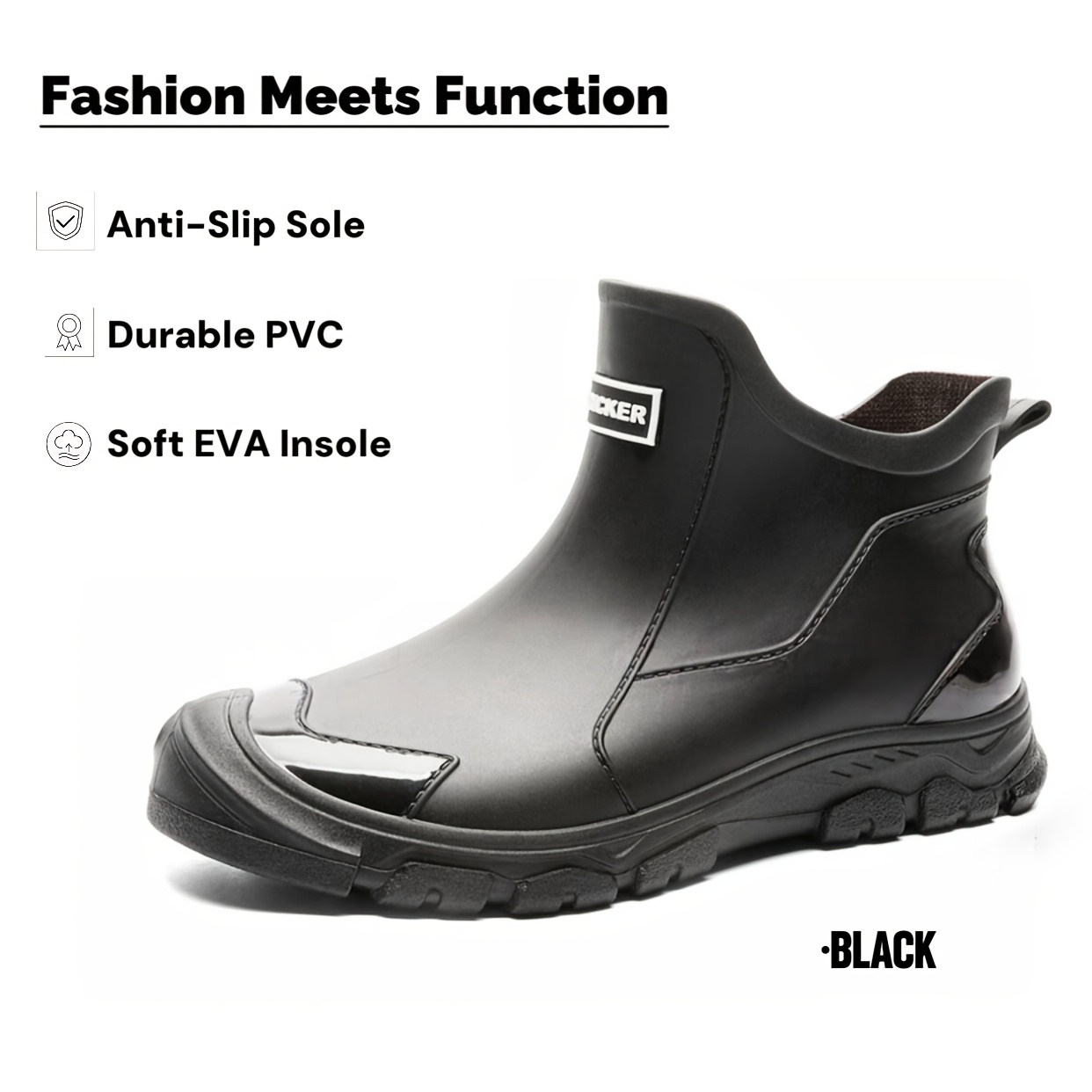 TEMU Fashion Rain Boots | Unisex Short Boots - Full Size , , Lightweight And Comfortable, Casual Wear, Suitable For Outdoors, , Muddy Grounds, Music