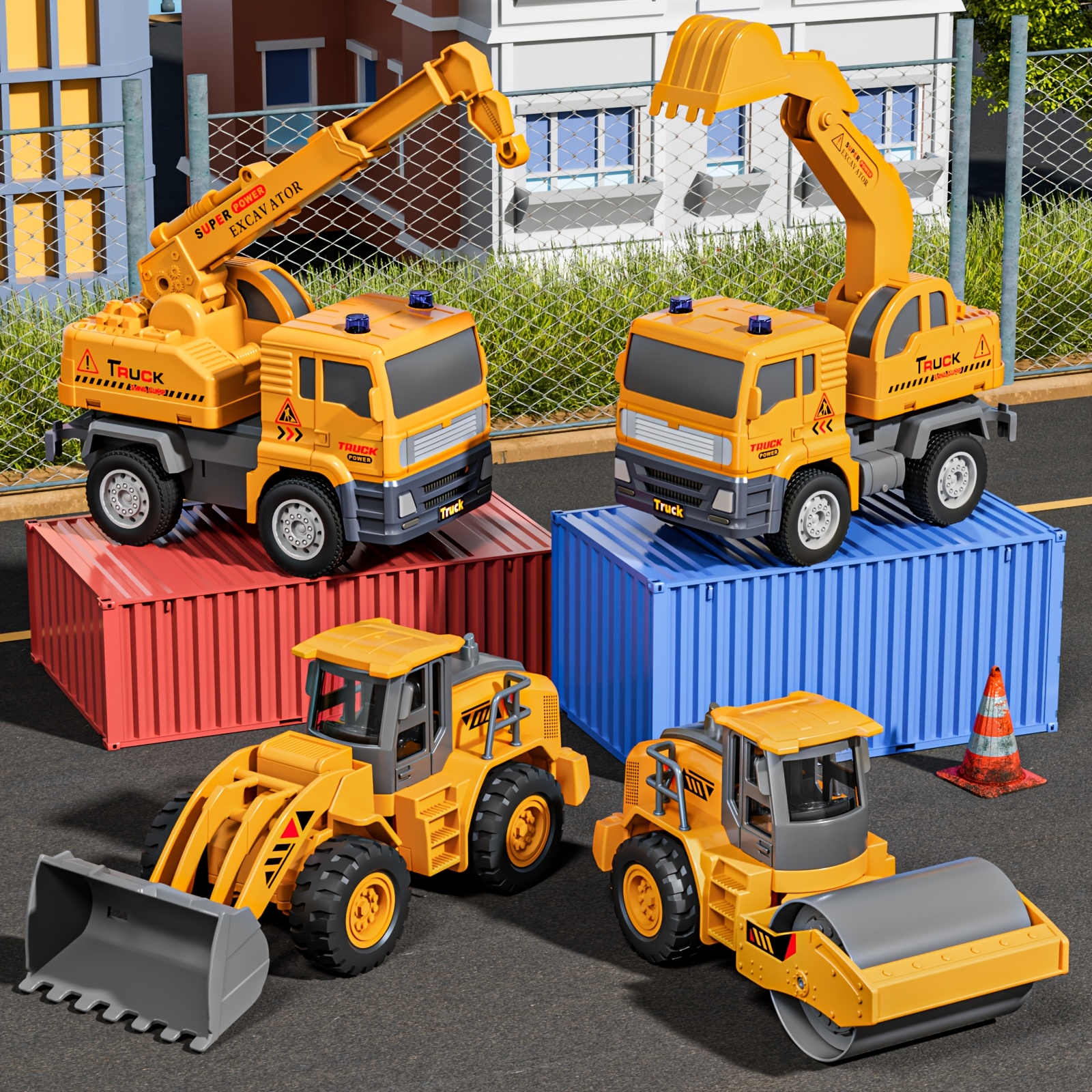 ALOTJOY Toys For Boys,13 Pcs Engineering Die-cast Construction Car Toddler Toys For 3 Year