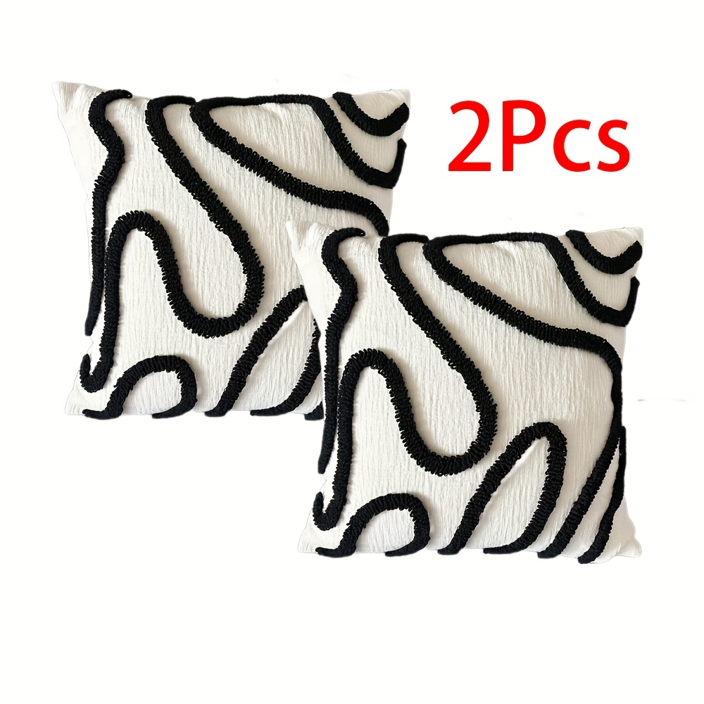 2pcs Bohemian Style Geometric Tassel Pillowcase - Soft Chenille Plush, Hand Washable, Suitable For Sofa And Home Decoration