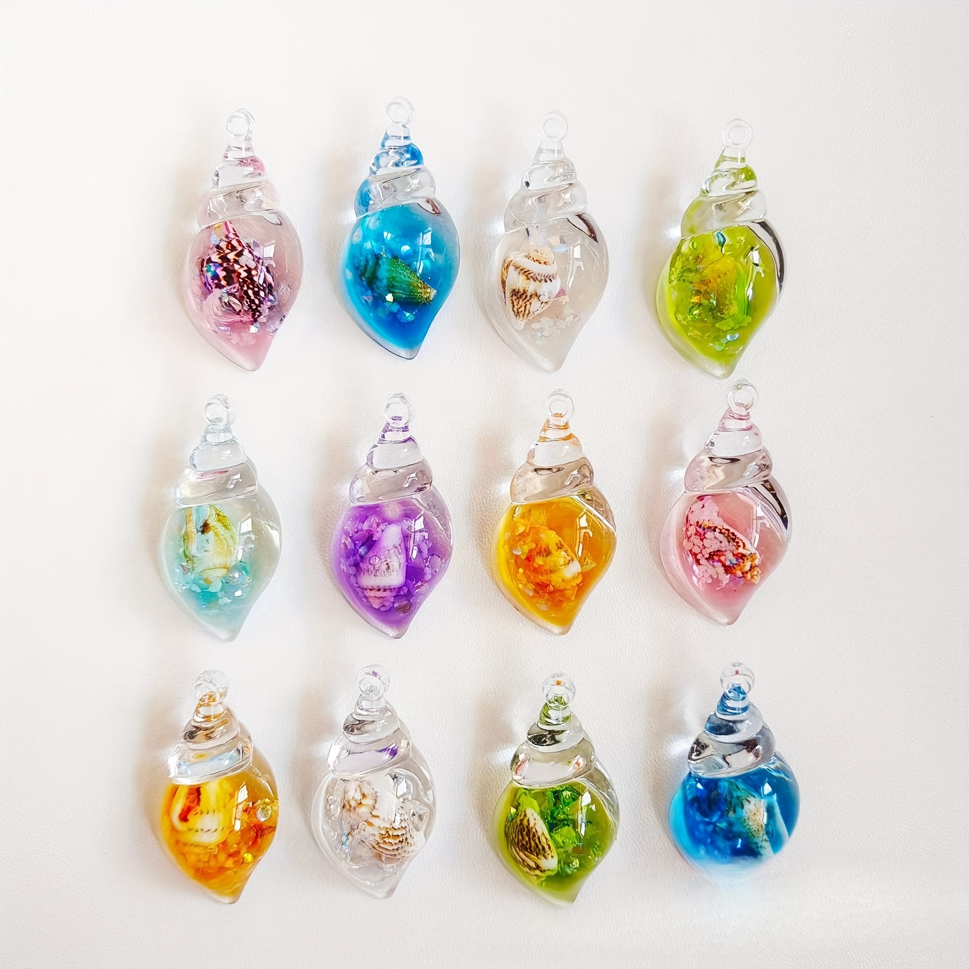 

10/20/30pcs Conch Simulation - Crystal Conch Pendant Handmade Keychain Random Mixed Hair