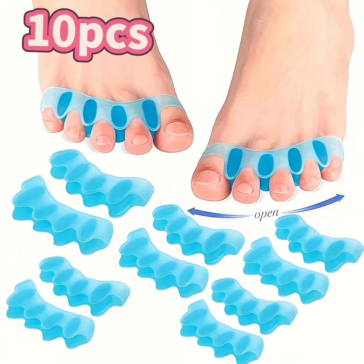 TEMU 10pcs New Silicone Toe Pads - Toe Separators With Strong Friction, Soft And Shock-absorbing, High Elasticity, Washable, Unisex, Comfortable