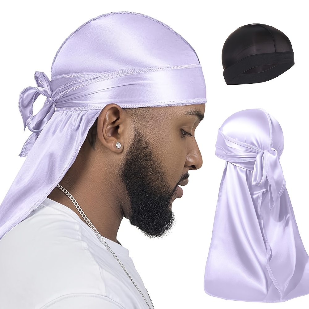 

2pcs Set Wave Silky Durag For Men Wave Cap Satin Dorag For Men Wave