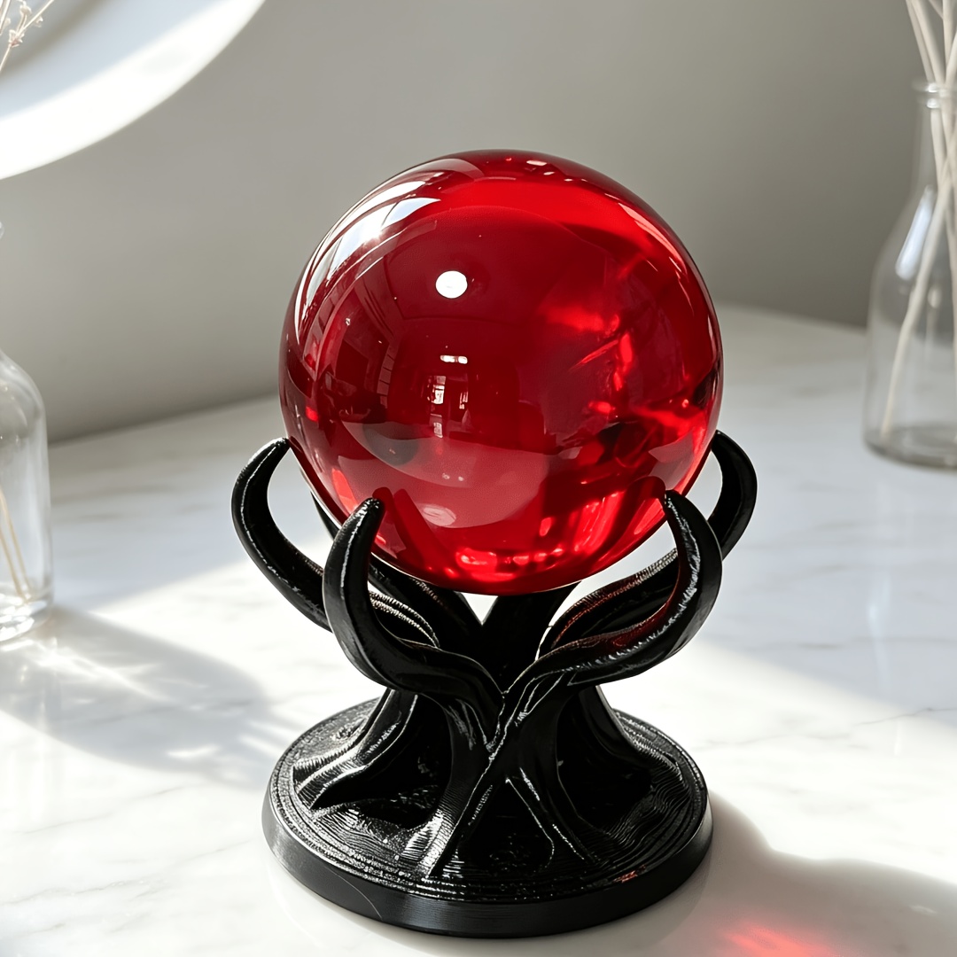 TEMU Red Artificial Crystal Ball With Tentacle-shaped Base And Combination Set, Office Home Indoor Decoration Ornaments, Crystal Ball Home Decor