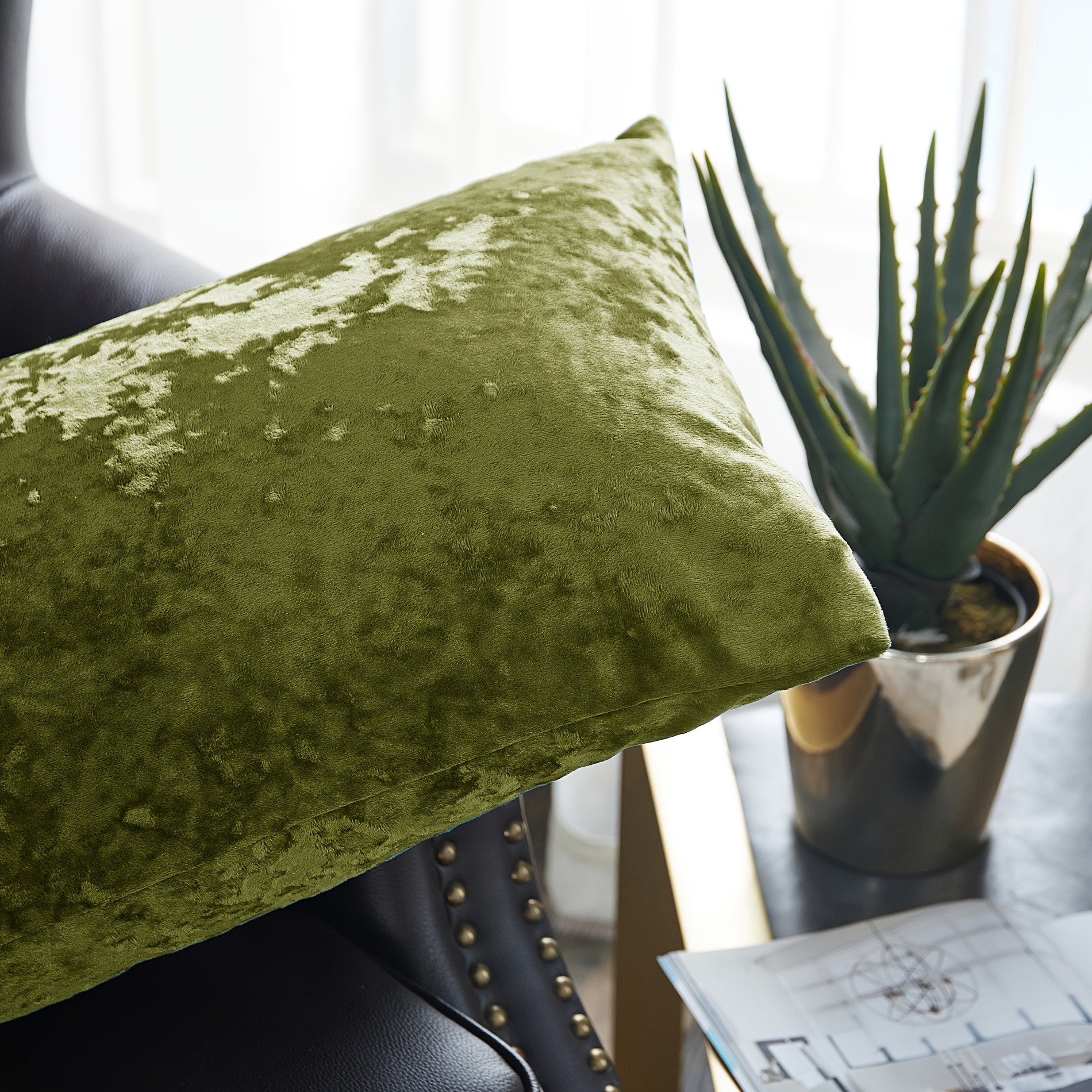 2pcs crushed velvet fuzzy soft decorative throw pillow covers set with double sided no insert stylish cushion cover for sofa couch chair living room bedroom decor Product details 0
