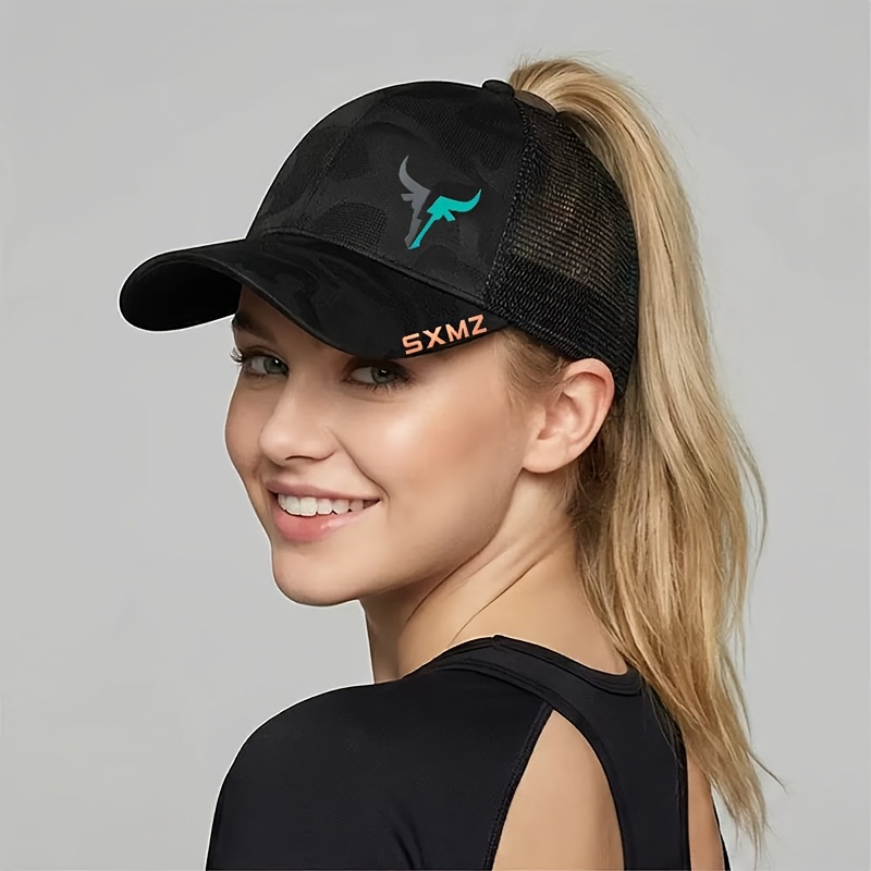 TEMU 1pc Unisex Ponytail Baseball , Mesh Breathable Style For High Ponytails, With Exquisite Printed Decoration. A Gift For Girlfriend Or Best Friend