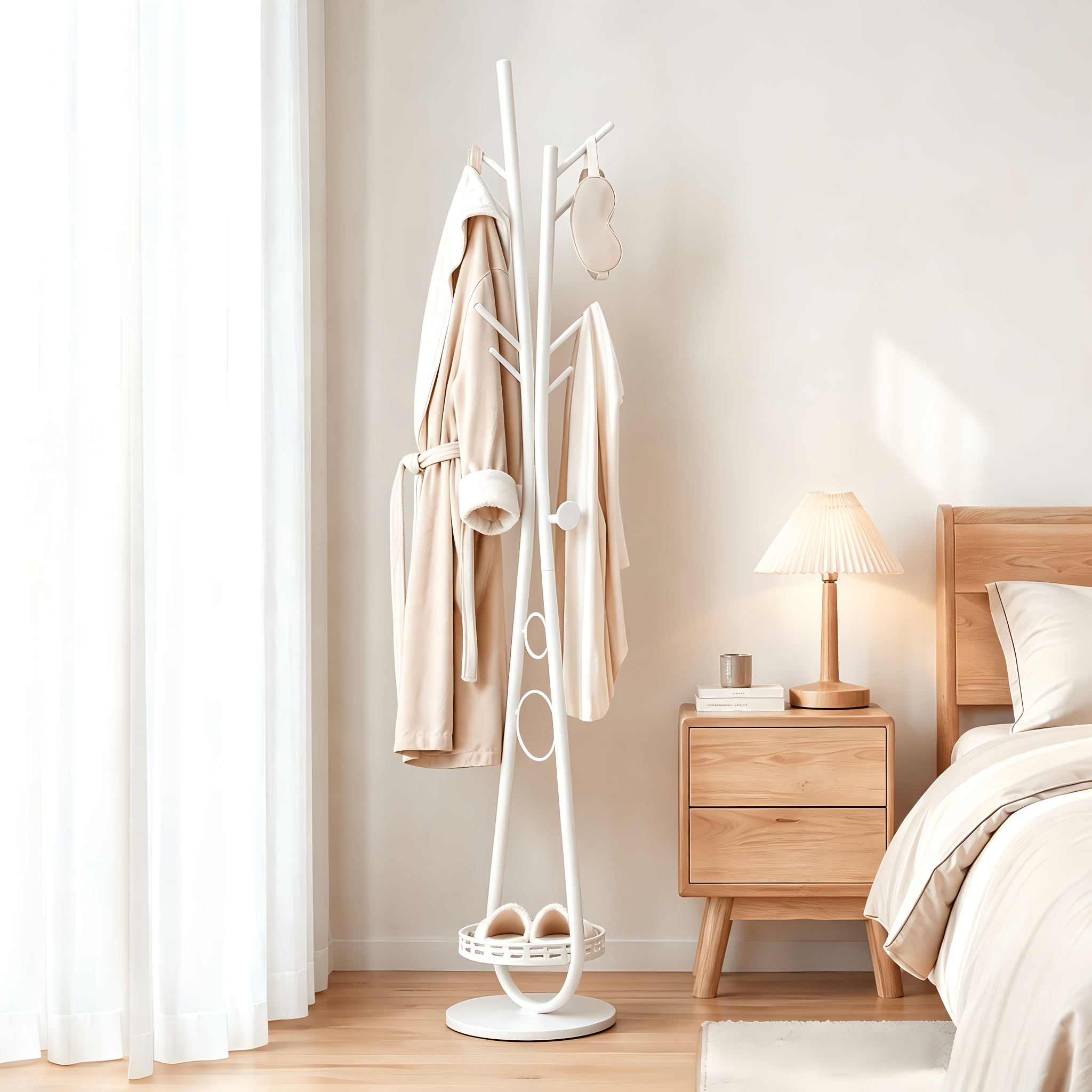 Image of Rack, Freestanding Coat Rack With Compact Space- Design, Antler Hooks For Organized Garment Display, Sturdy Carbon Resists , Garment Display Rack For Clothing Stores, Boutiques, , And