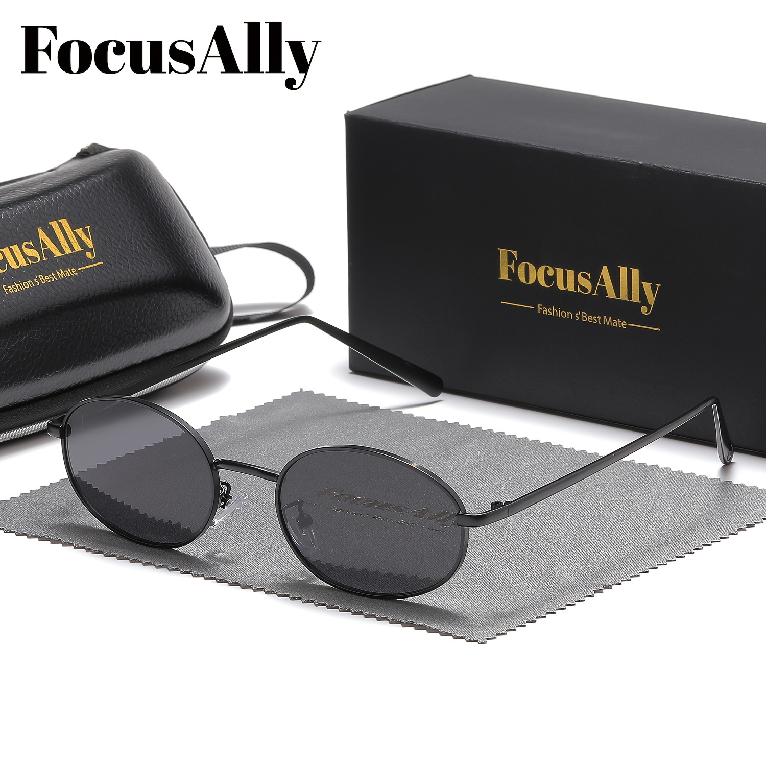 

FocusAlly Unisex Vintage Punk Metal Fashion Glasses, Cadre Ovale, Lentille AC Anti-Réfléchissante, Joint en Métal, pour la Randonnée et les Activités de