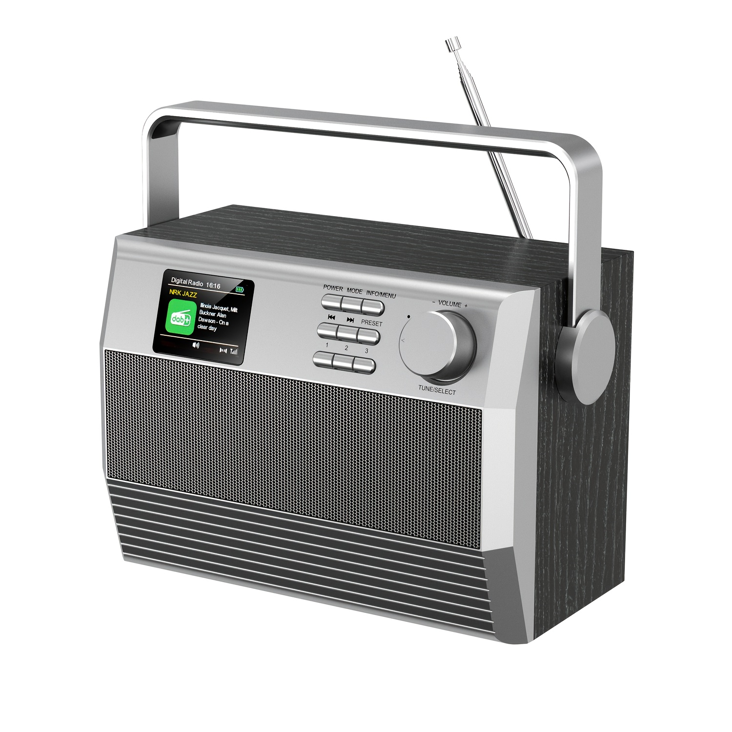 Image of Dab+/fm Radio With Wireless And Function, 6w Rms Stereo Kitchen Radio With Color Display, Dual Alarm, Sleep Timer & Aux Portable Wooden Clock Radio, Multi-functional Dab+ Radio