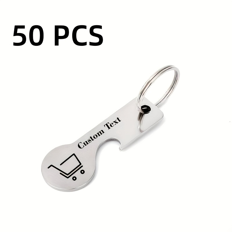 E-shop /40/50 Stück Multifunktions-Supermarkt-Wagen-Token/Flaschenöffner-Schlüsselanhänger – Personalisierter Unisex Edelstahl-Schlüsselring mit