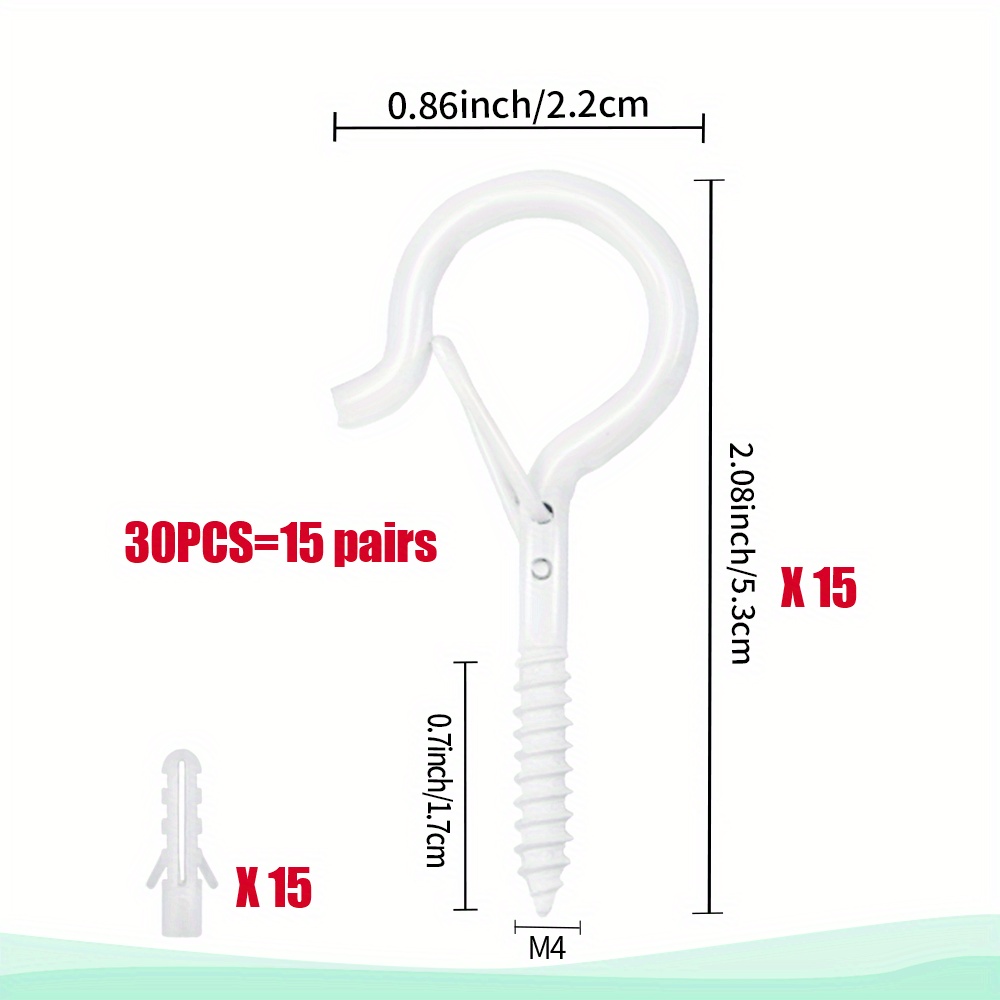 E-shop 30/52/92-teiliges Q-förmiger Haken-Set mit Sicherheitsverschluss, rostfreier Multifunktions-Kits für Lichterketten, Vogelfutterhäuschen,