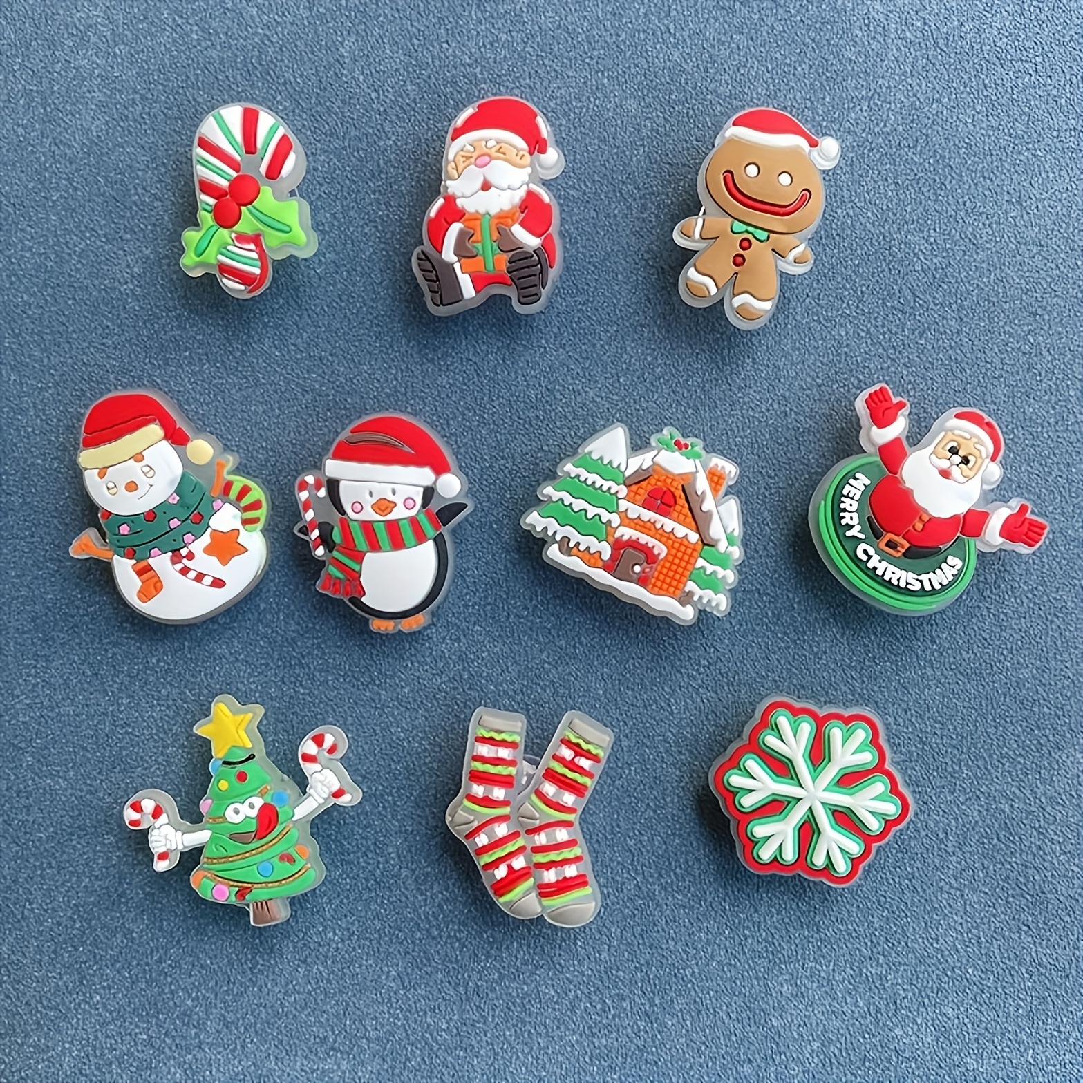 10pcs Luminous Christmas Shoe Charms Set, Mixed Color Pvc Material, Festive Holiday Themed Shoe Accessories Kit