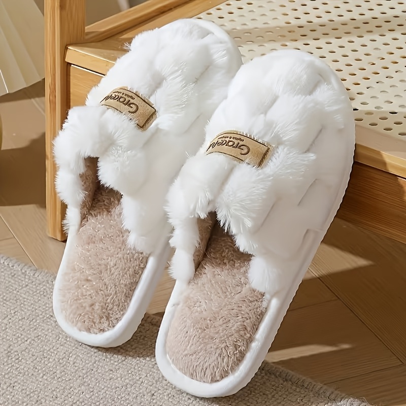 TEMU Women's Soft Plush Indoor Slippers - - Warm With Sole & Cushioned , Cozy Suitable For, Gifts, Care, Solid Color (no Washable Care), Brand From
