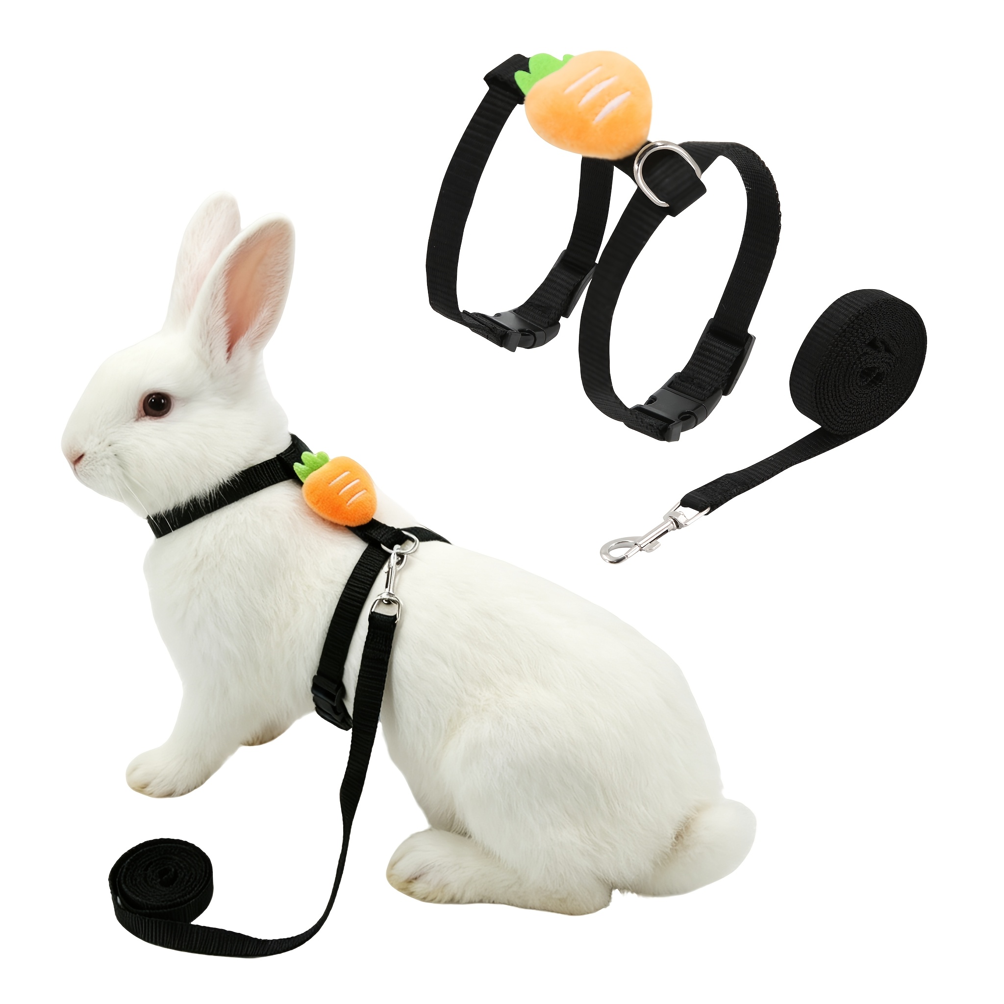 adjustable non choking harness leash system suitable for   rabbits carrot shaped harness with leash sturdy portable collar machine washable training gear for daily outdoor use suitable for pets Product details 2