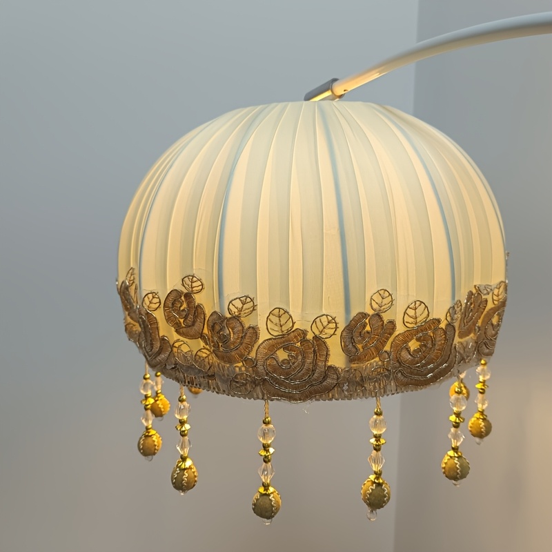 elegant cream and golden   chandelier shade with handcrafted rosette pendants modern   for   hanging lamp settings   accessory     details 1