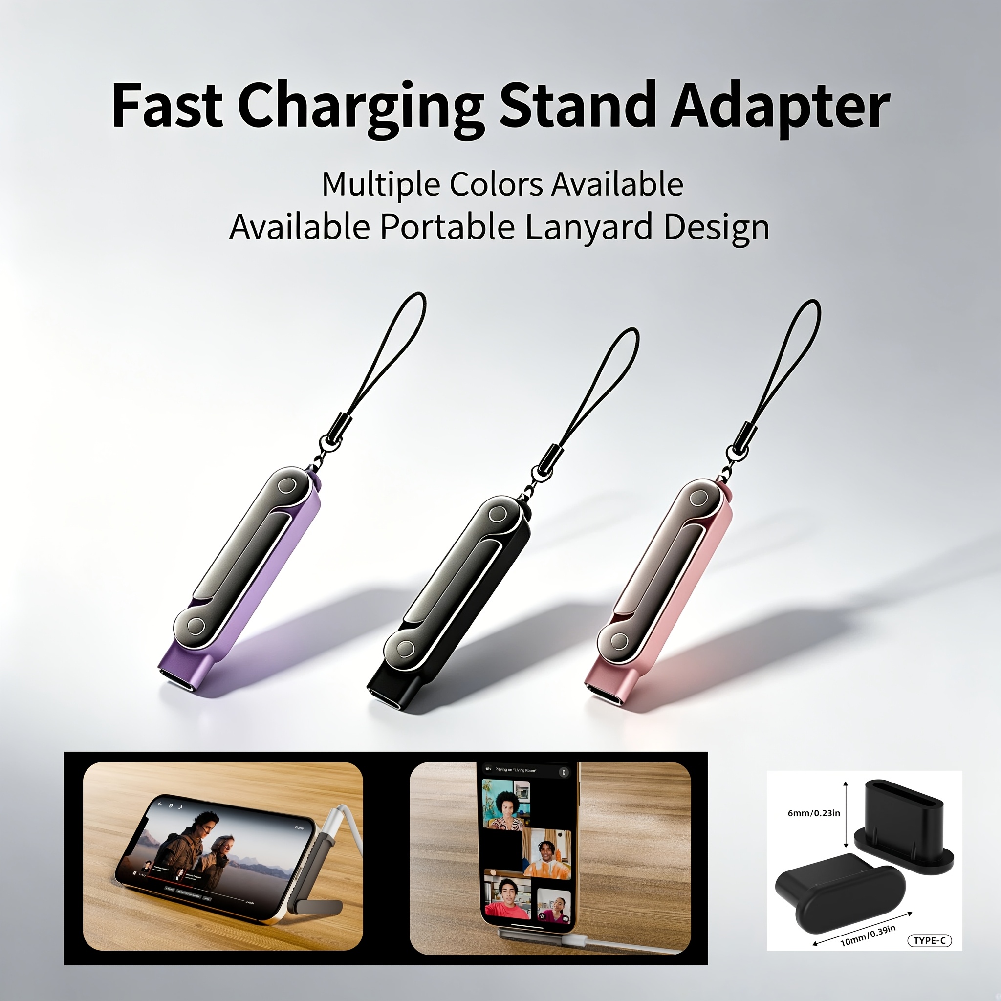 3pcs invisible bracket adapters type c and 2pcs dust plugs combination fast charging Product details 0