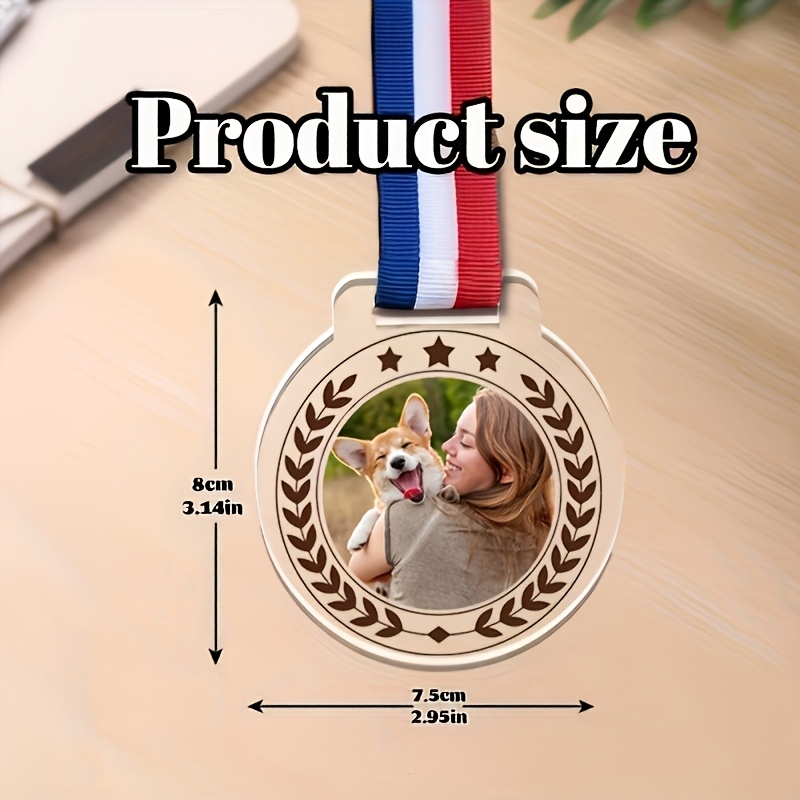 TEMU Custom Transparent Acrylic Material Medal, Customizable Photo, Suitable For Various Events And Awards, Graduation Ceremony, Daily Gifting, Etc.,