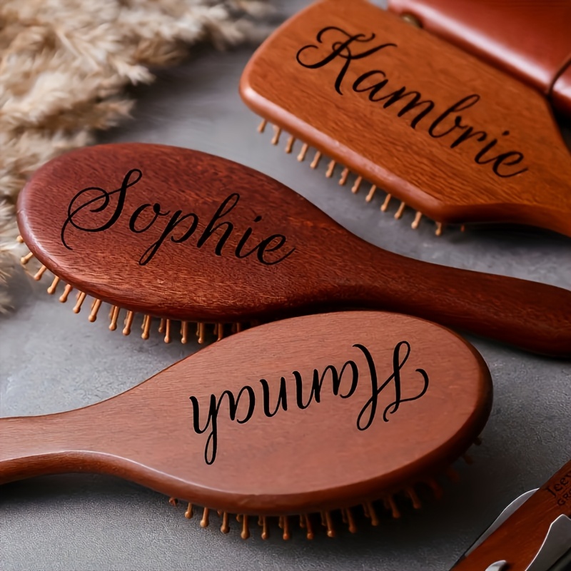 

1pc Personalized Engraved Wooden , -static Massager, -tooth Comb For , Plastic , -