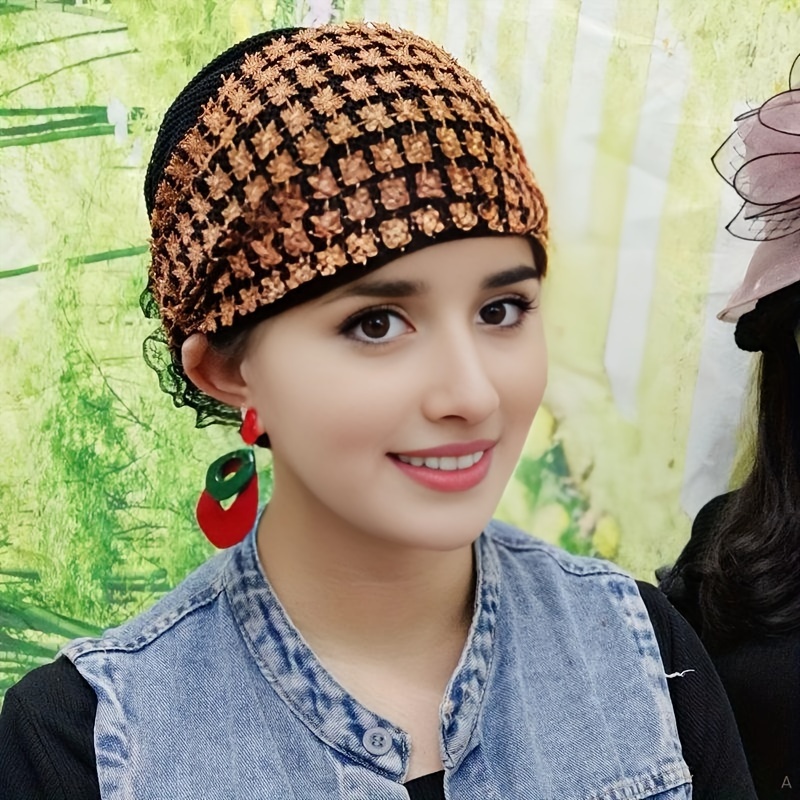 Double Layer Gypsophila Mesh Turban Hat Stylish Beanie - Temu 