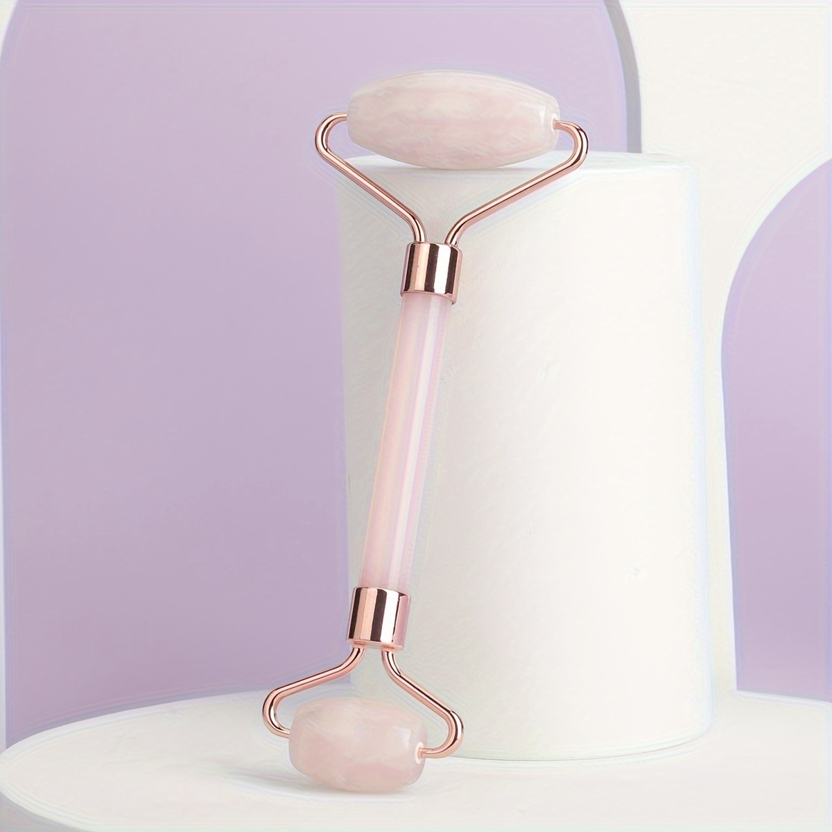 Image of 1pc Rose Quartz -head Massage Stick Facial Beauty Massager Manual Acrylic Rod Stick Meridian Rod Massage Roller