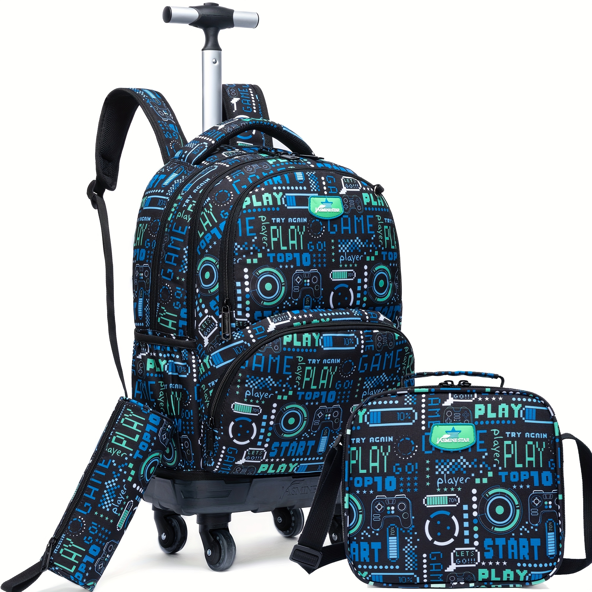set rolling school bags 18 inch wheeled backpack - Temu Oman