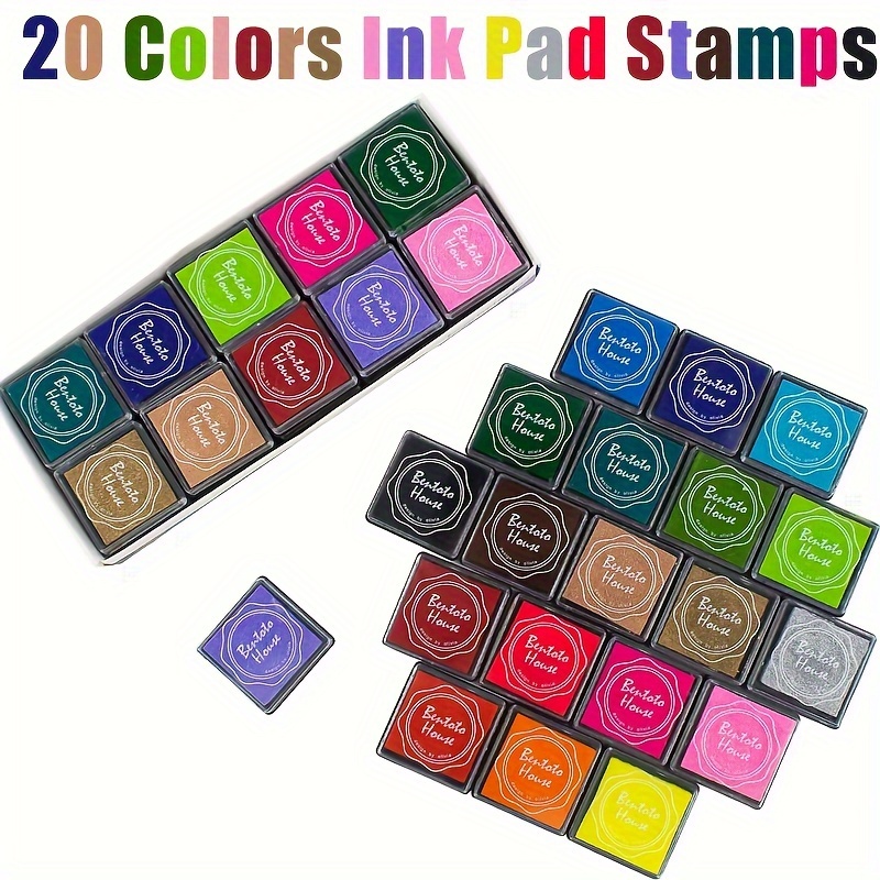 

Washable Craft Ink Pad Set For Rubber Stamps - 20-pack, Safe Non-toxic Ink Pads For Diy Fingerprint Art, Scrapbooking, Paper, Wood, Fabric - Diverse Colors Stamp Pad Kit, Plastic Material