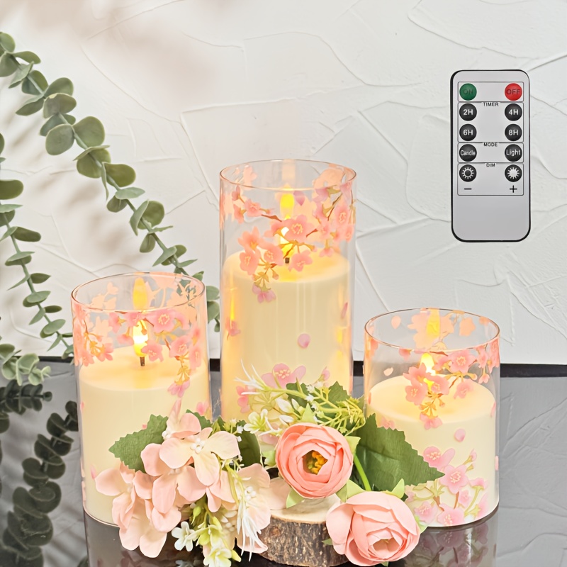 3-delige Set Rookloze LED Bloemkaarsen met Afstandsbediening & Timer (2/4/6/8 Uur)