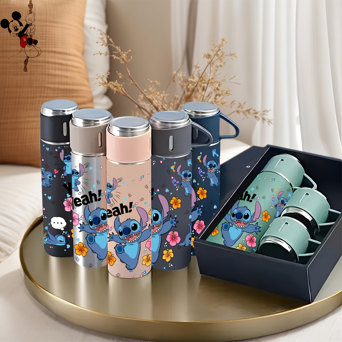 1pc Disney Stitch Gift Box Cup 304 Stainless Steel Water Bottle, Stainless Steel Coffee Travel Mug Stainless Steel Keep Cool Mug Suitable for travelling, outdoor adventure and driving Thanksgiving Halloween Christmas Gifts for family and friends