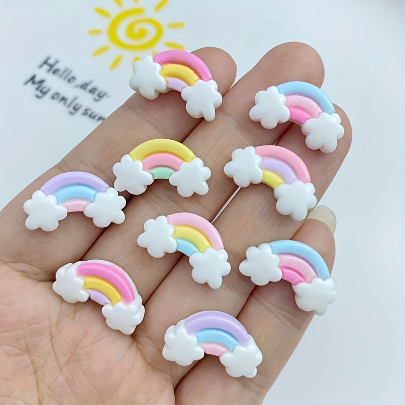 

30 Pcs Mini Rainbow Resin Charms - Cute Cloud Detail For Diy Jewelry Making, Hair Clips Accessories, Nail Art Decorations, Mixed Color Flatback Cabochons For Crafts