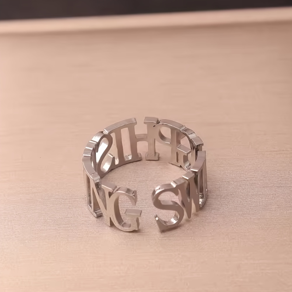 TEMU [customized] Of Customized Wedding Rings, Women's Fashionable, Easy And Exquisite Rings, Modifiable Family Stainless Steel Rings As Gifts