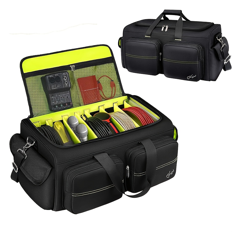 E-shop Große DJ-Tasche mit viel Stauraum, ausgestattet mit 6 Fächern zur Aufbewahrung von Verlängerungskabeln, Mikrofonen, Pedalen und mehr. Ideal für